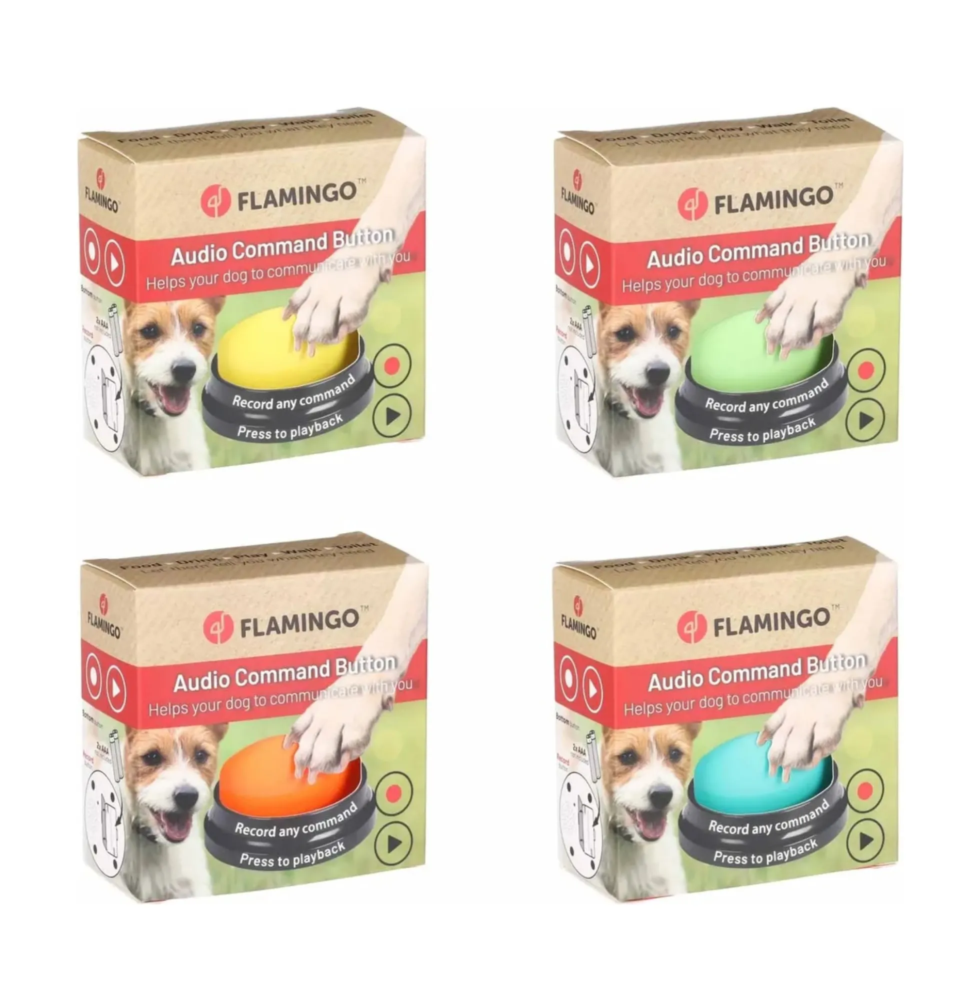 Flamingo Inspelningsbar Knapp för Hund