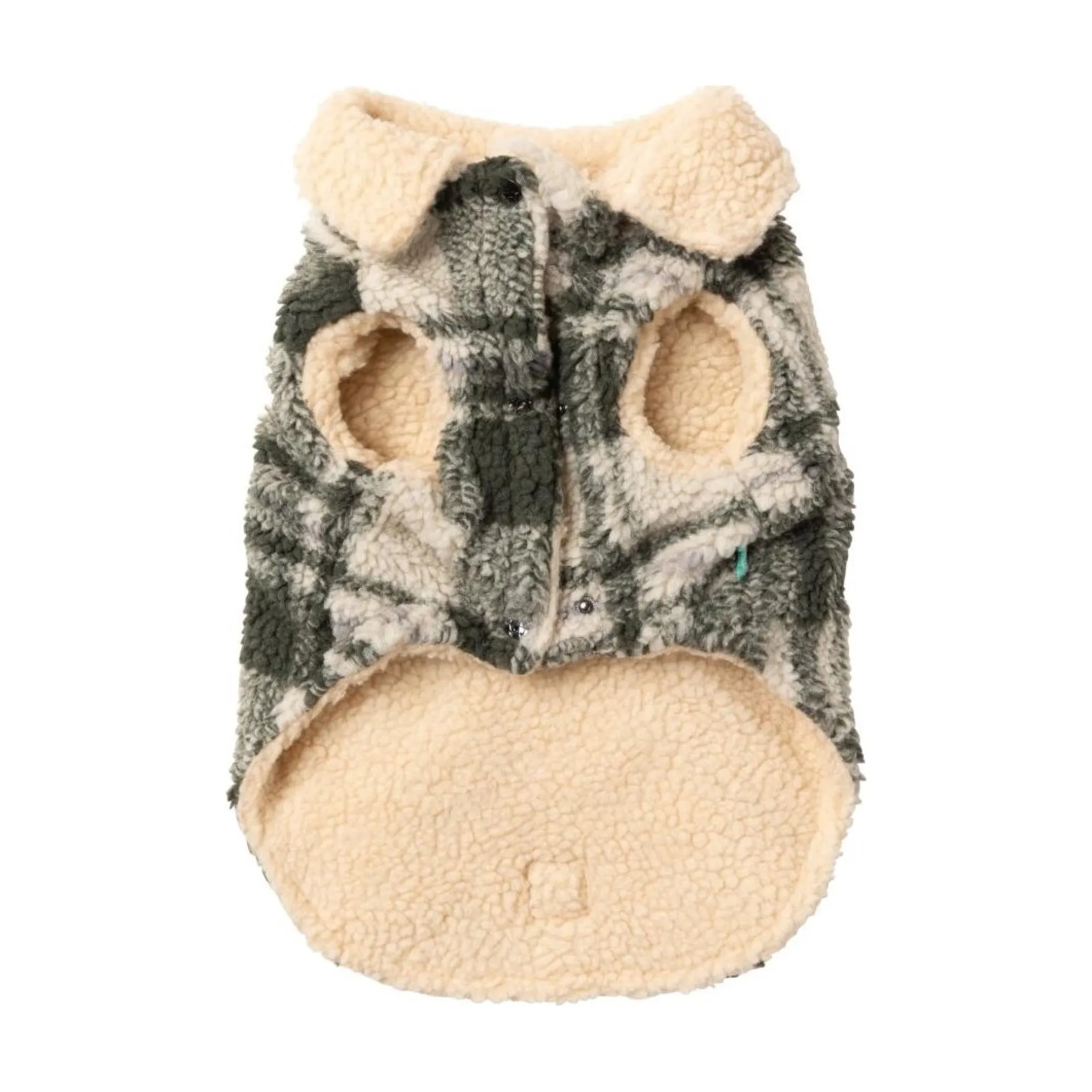 FuzzYard Pet Products FuzzYard Lumber jacket 25 Money Green/ Cream