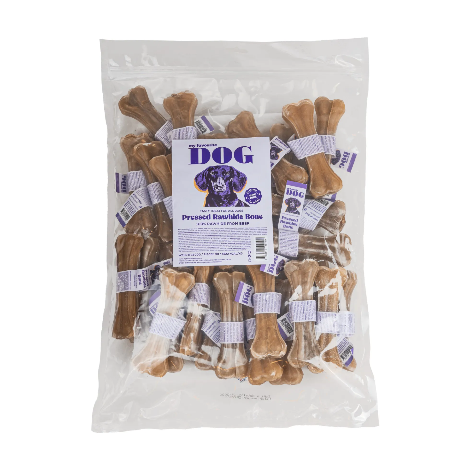 My favourite DOG Pressed Rawhide Chew Bone Natural