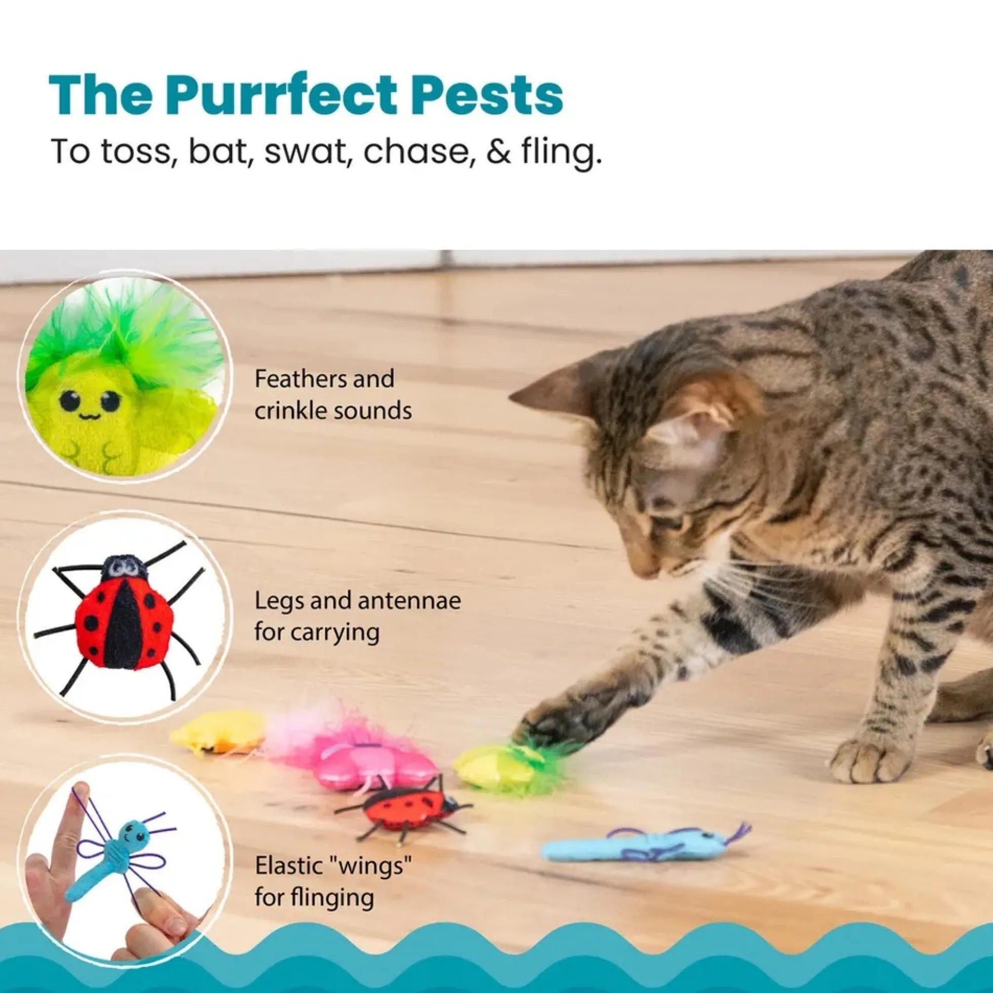 Petstages 6-pack Kattleksaker Bugs