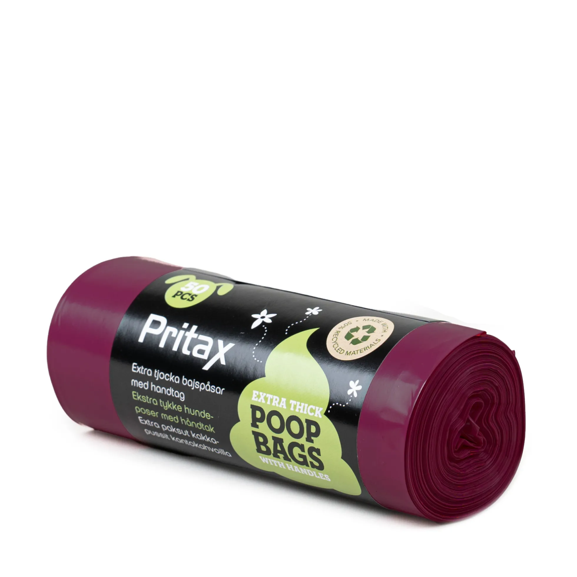 Pritax 50-pack Extra Tjocka Bajspåsar med Handtag